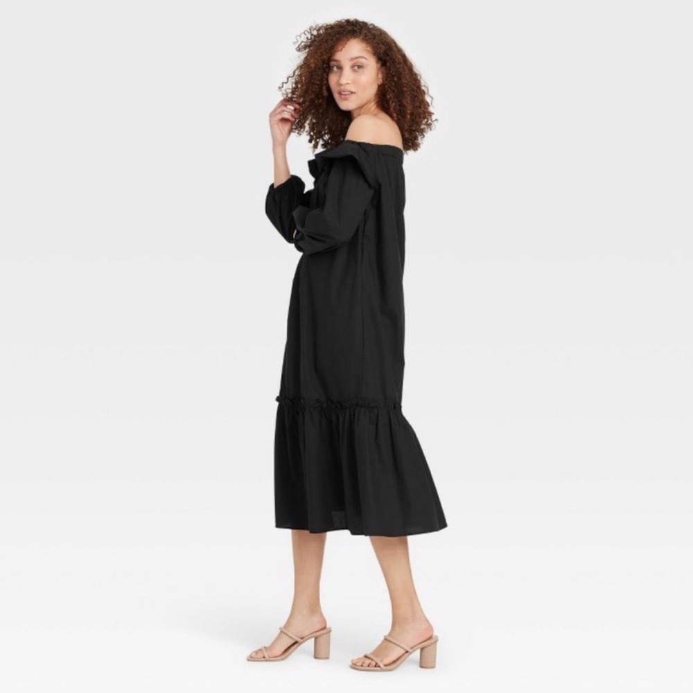 Women's Balloon Off Shoulder Long Sleeve Dress Size L